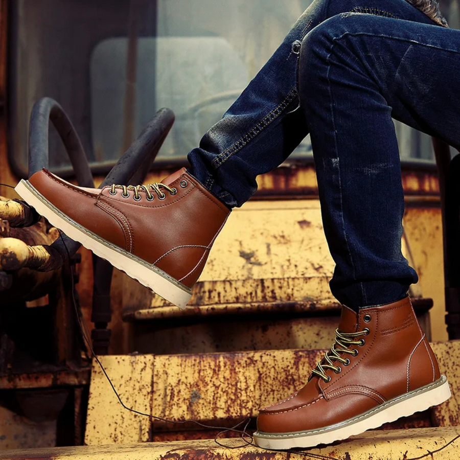 Men's Leather Ankle Boots Lace Up