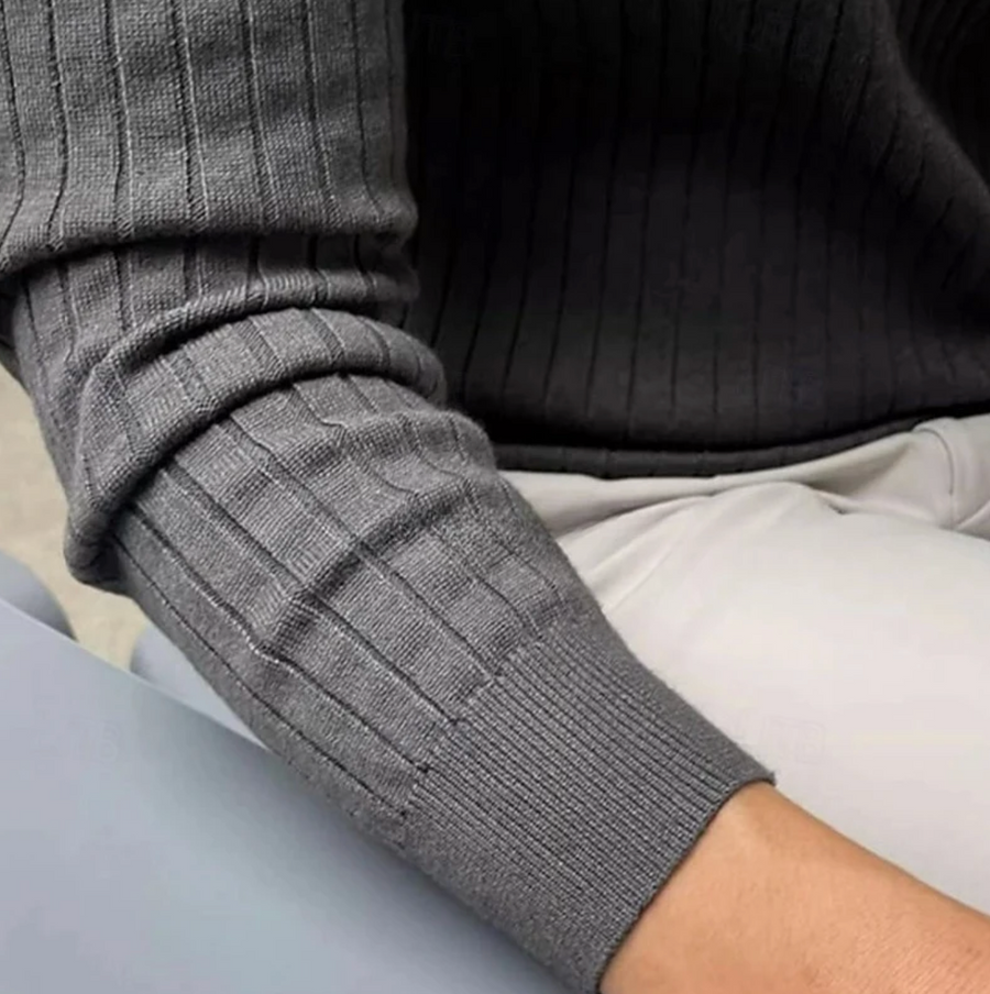 Men's Long Sleeve Striped Polo Shirt