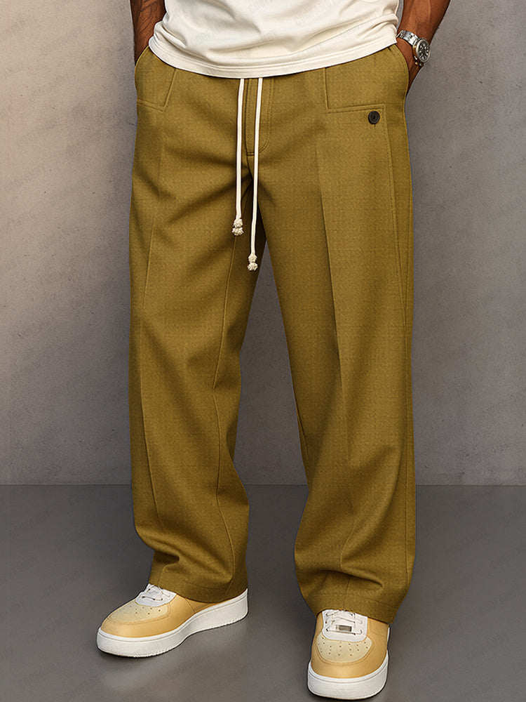 Men's Relaxed Fit Drawstring Joggers Tapered Ankle – Khaki
