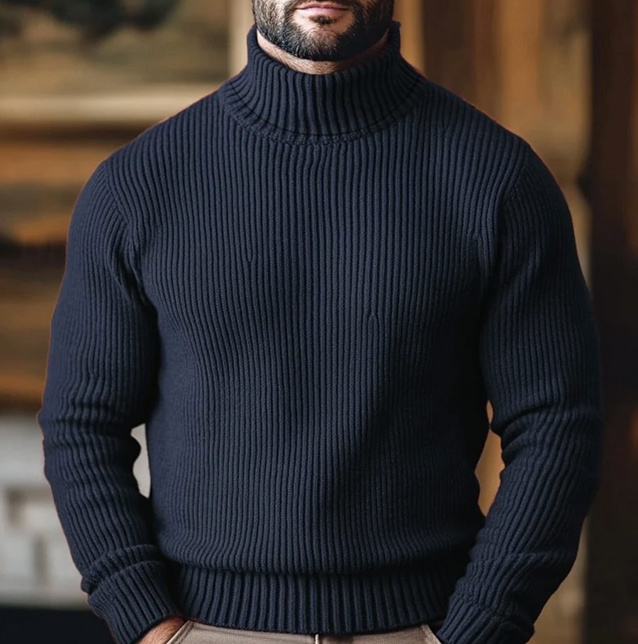 Men's Ribbed Turtleneck Sweater Pullover