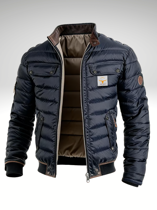 Men's Slim Quilted Puffer Jacket with Full-Zip