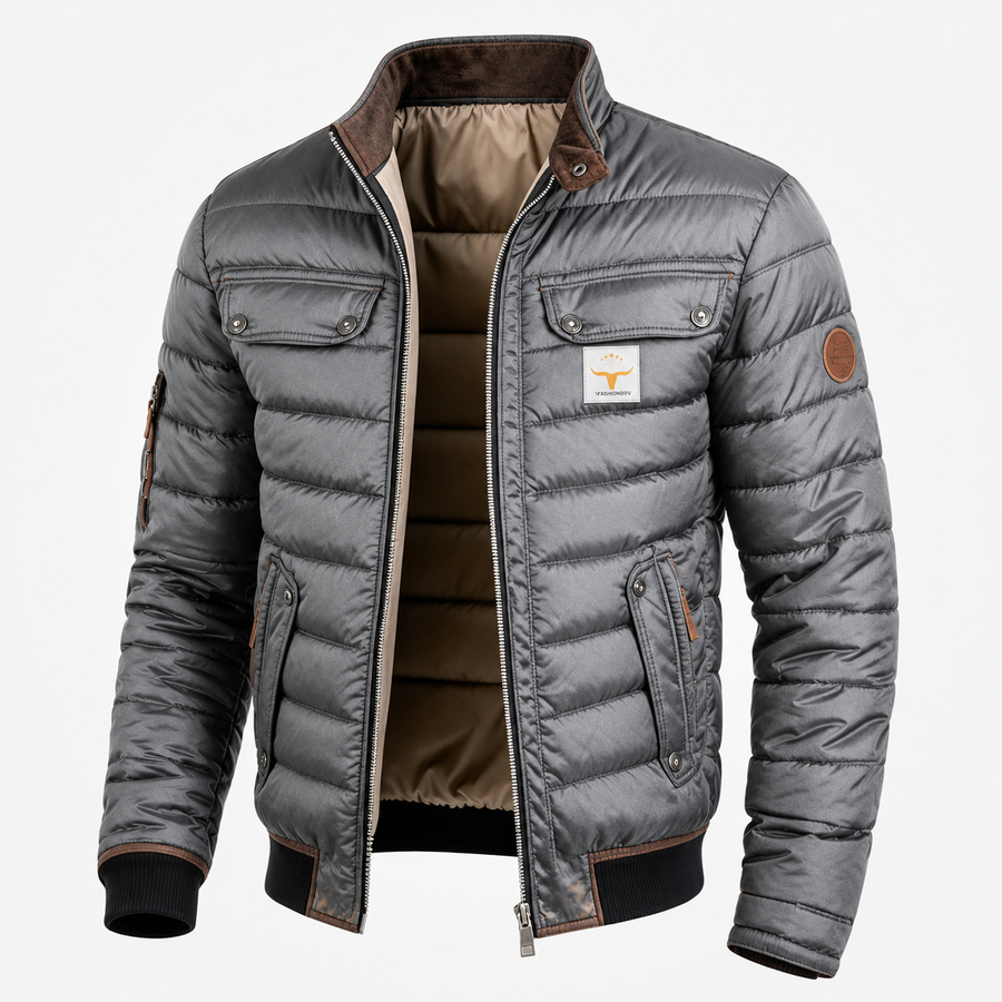 Men's Slim Quilted Puffer Jacket with Full-Zip