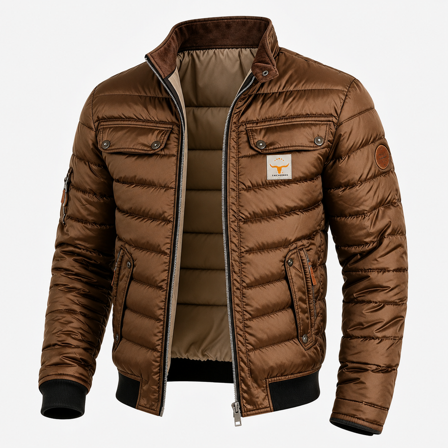 Men's Slim Quilted Puffer Jacket with Full-Zip