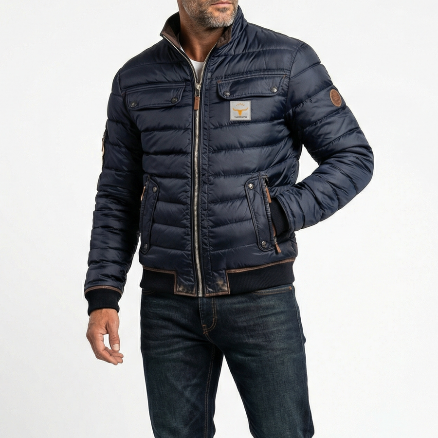 Men's Slim Quilted Puffer Jacket with Full-Zip