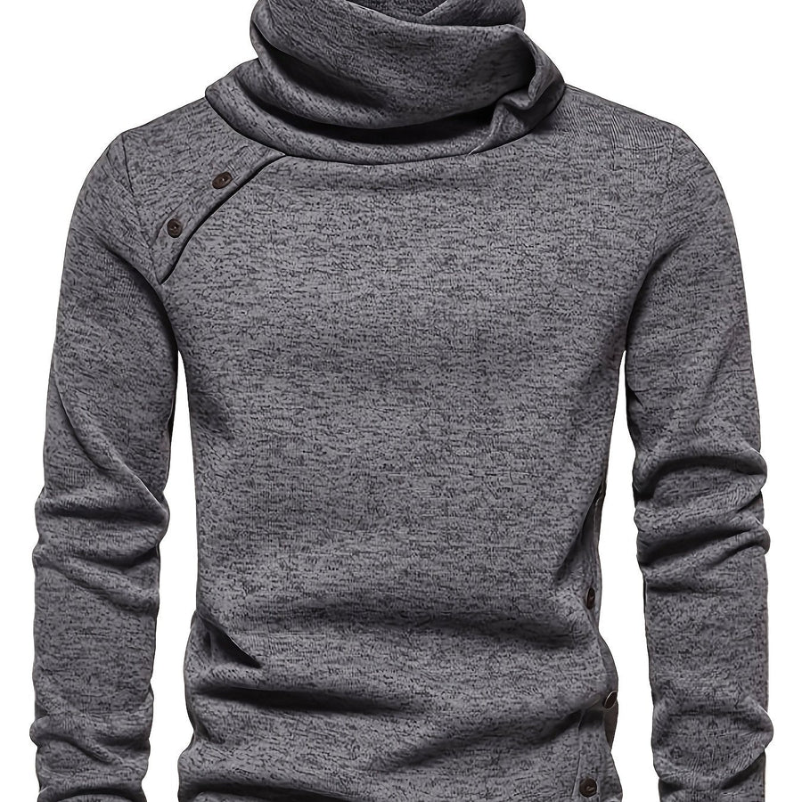 Men's Cowl Neck Sweater Button Shoulder
