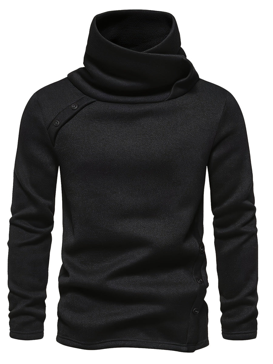 Men's Cowl Neck Sweater Button Shoulder