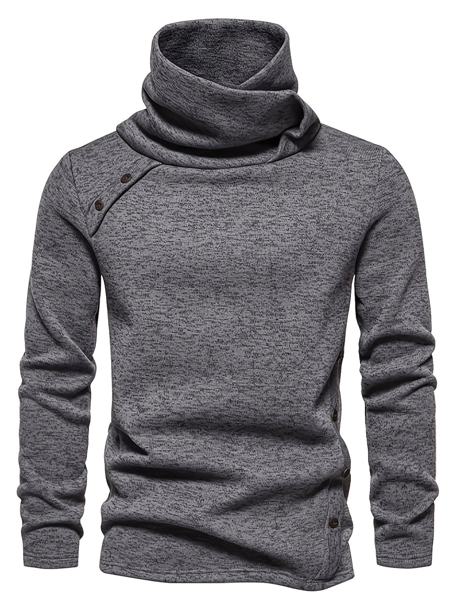 Men's Cowl Neck Sweater Button Shoulder