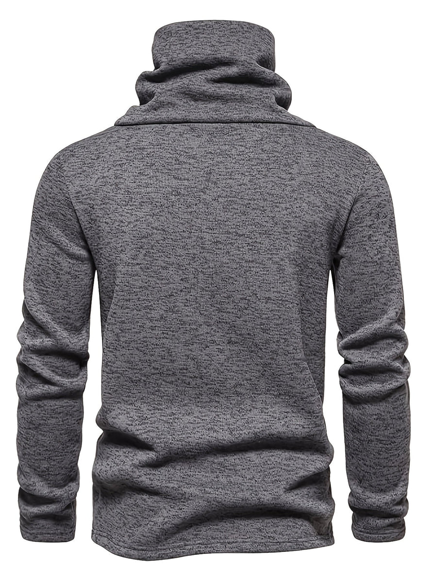 Men's Cowl Neck Sweater Button Shoulder