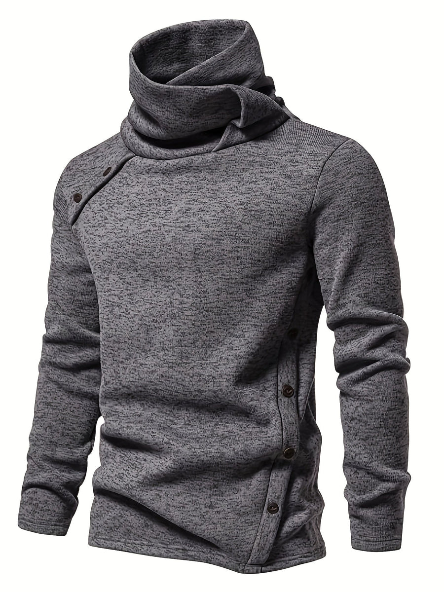 Men's Cowl Neck Sweater Button Shoulder