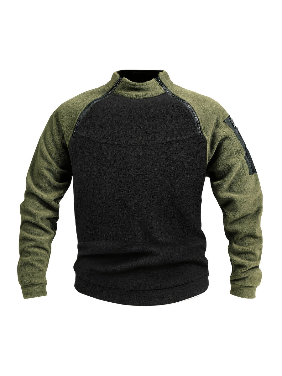 Men's Textured Mock Neck Sweatshirt with Half Zip
