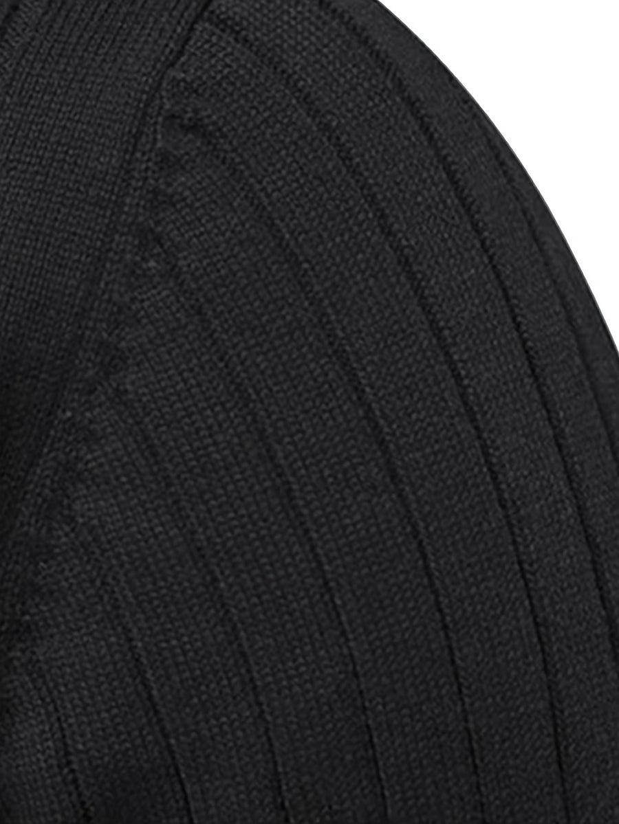 Men's Mock Neck Quarter-Zip Sweater Ribbed Cuffs