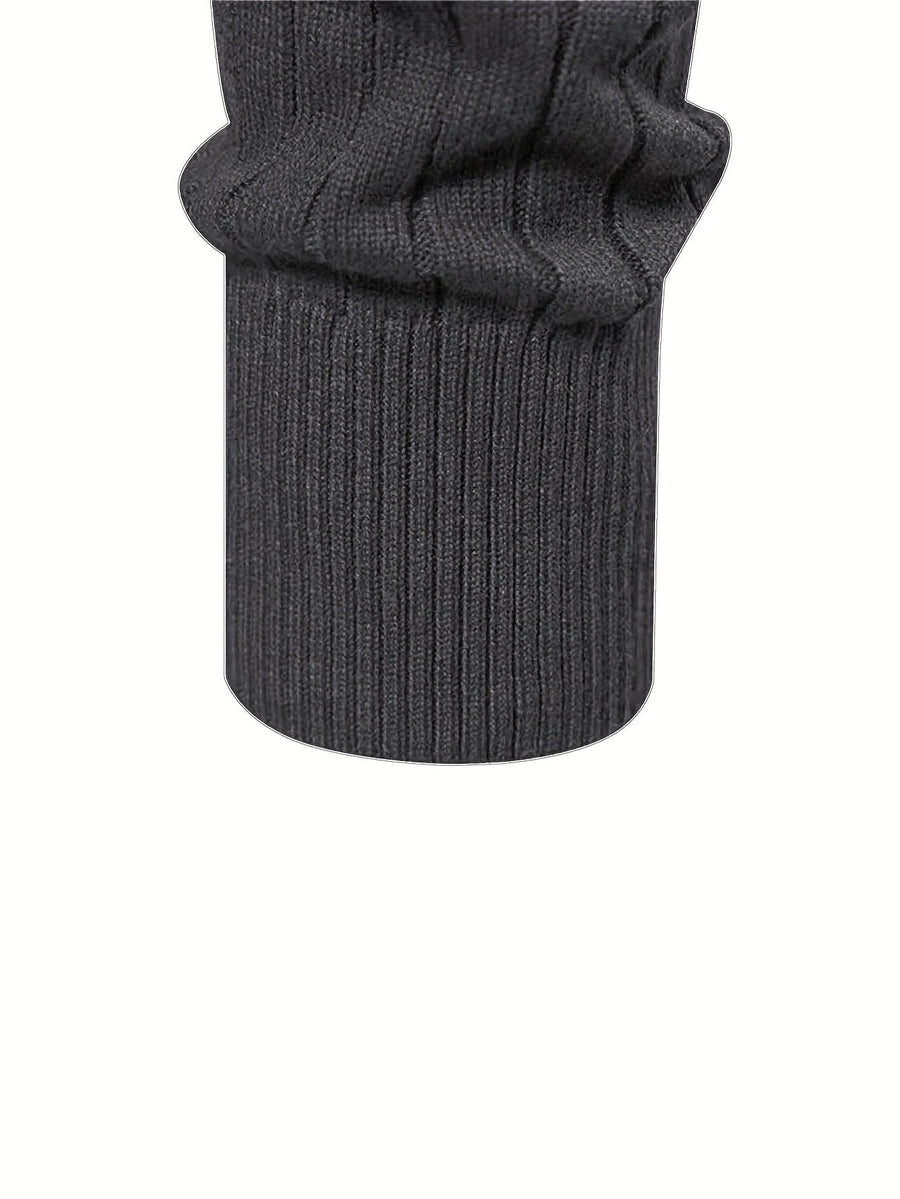 Men's Mock Neck Quarter-Zip Sweater Ribbed Cuffs