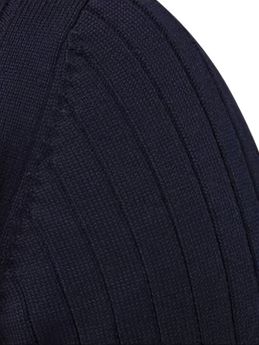 Men's Mock Neck Quarter-Zip Sweater Ribbed Cuffs