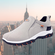Grey suede slip-on sneaker with white platform midsole