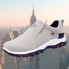 Grey suede slip-on sneaker with white platform midsole