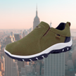 Olive green suede slip-on sneaker with white platform midsole