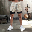 Men's khaki desert camo compression shorts with black inner compression liner