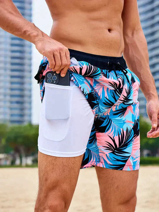 Men's Floral Swim Shorts Drawstring