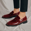 Men's Formal Loafers Burgundy – lifestyle shot worn with black trousers