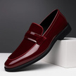 Men's Formal Loafers Slip On in Burgundy with patent finish and suede panel