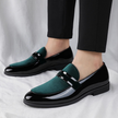 Men's Formal Loafers Green Black – lifestyle shot worn with black trousers