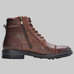 Men's brown lace-up boots with side zip - full side view
