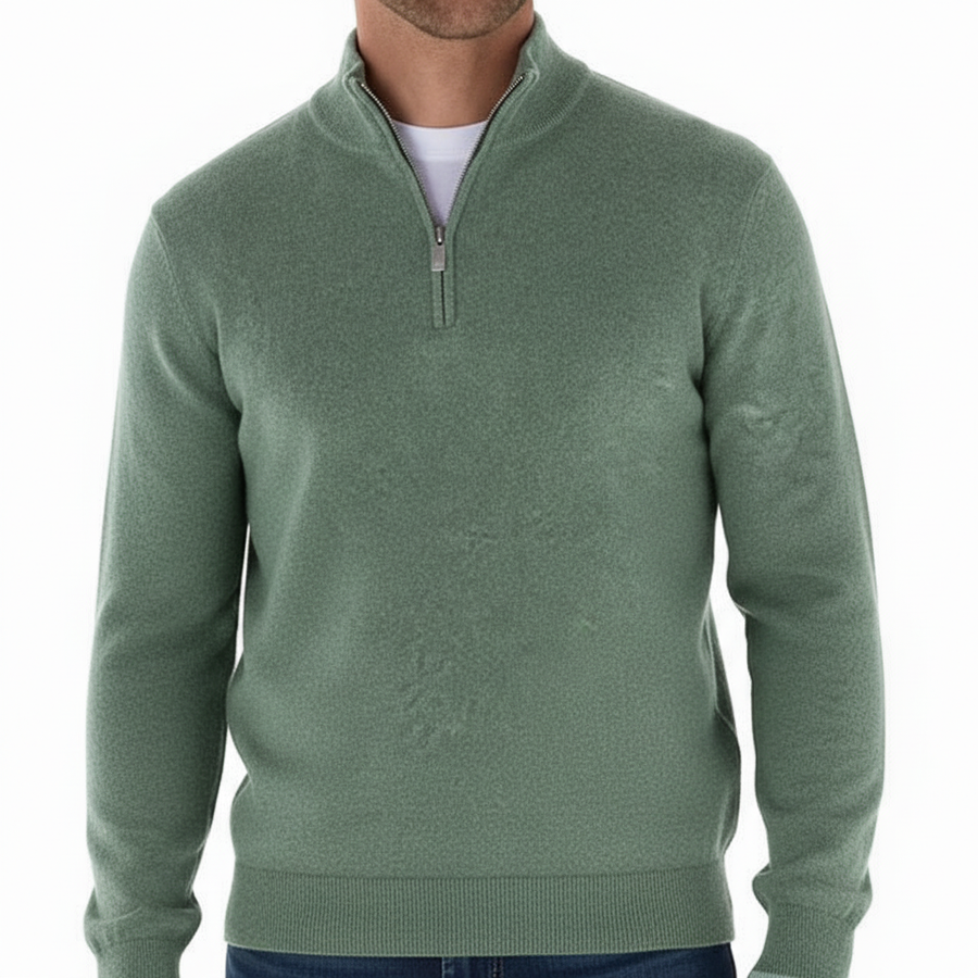 Men's Quarter Zip Sweater Mock Neck Textured