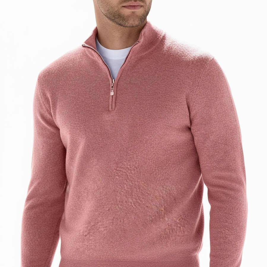 Men's Quarter Zip Sweater Mock Neck Textured