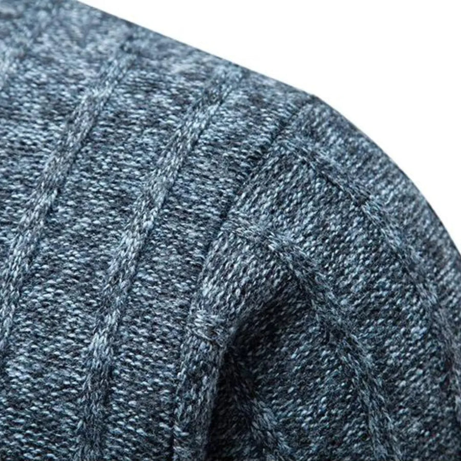 Men's Quarter Zip Sweater Ribbed Turtleneck