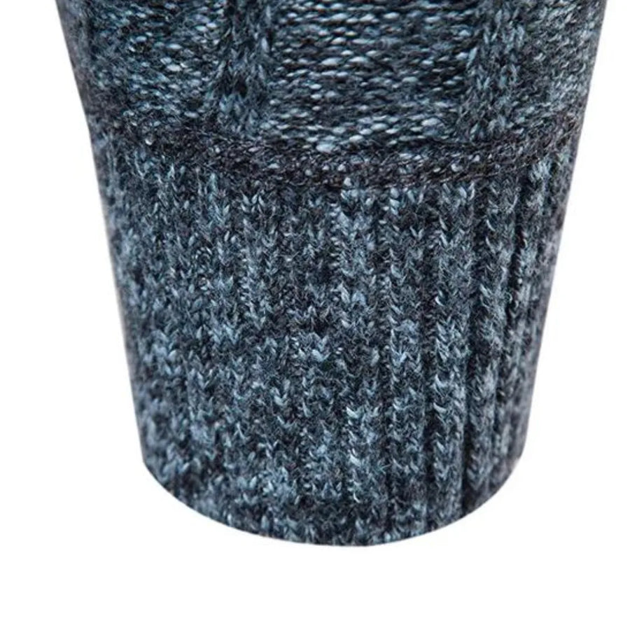 Men's Quarter Zip Sweater Ribbed Turtleneck