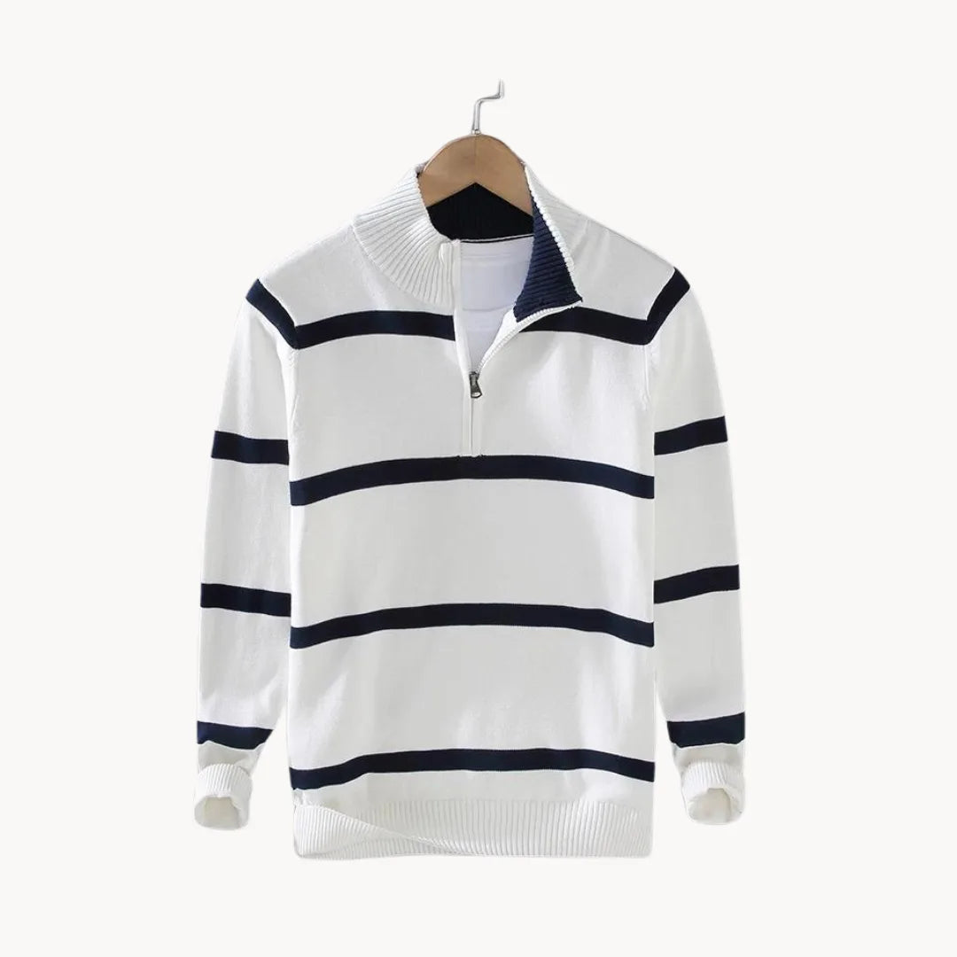 Men's Quarter Zip Sweater Striped Half Zip