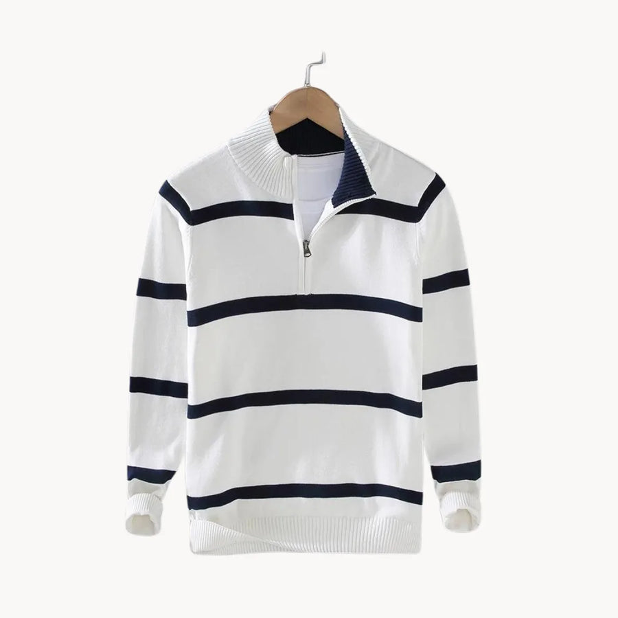 Men's Quarter Zip Sweater Striped Half Zip