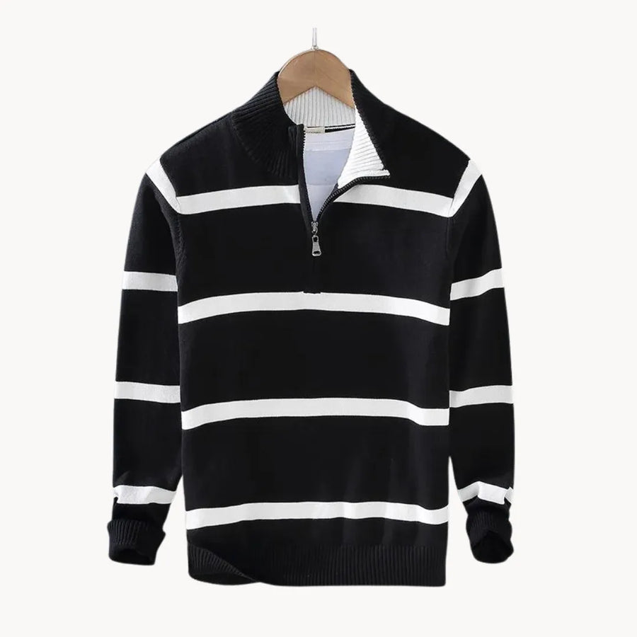 Men's Quarter Zip Sweater Striped Half Zip