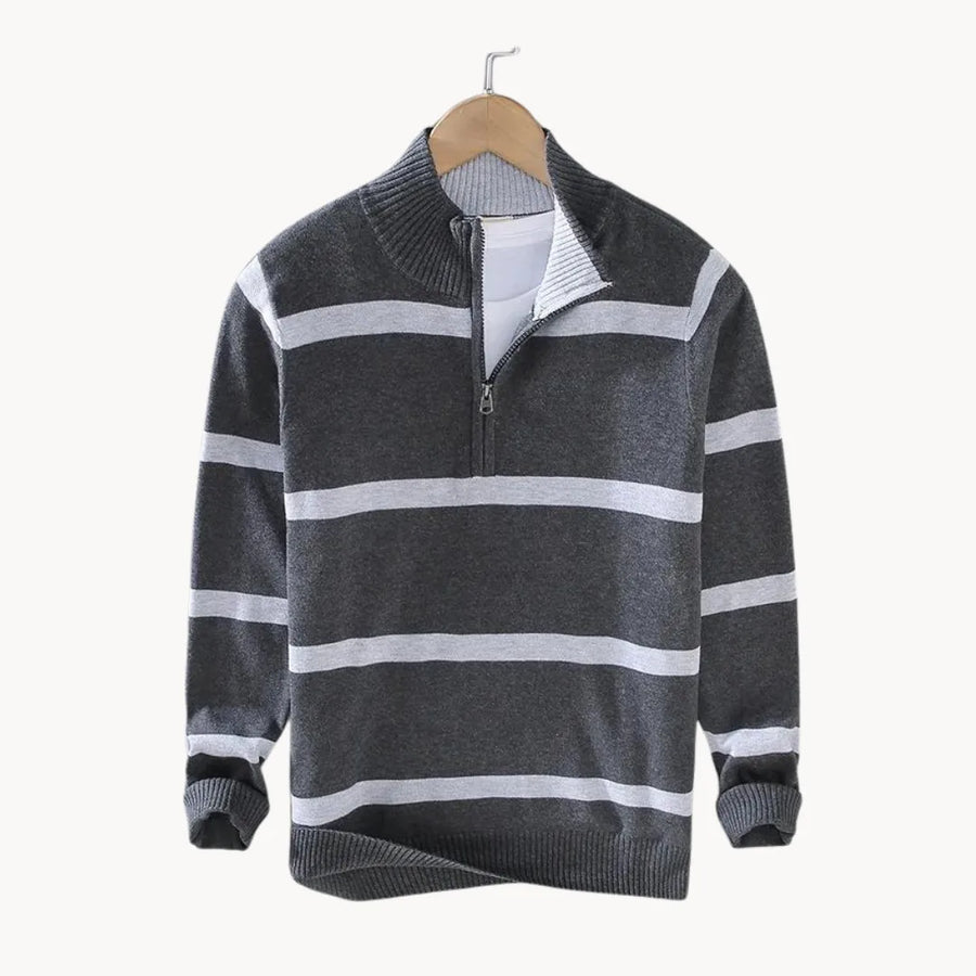 Men's Quarter Zip Sweater Striped Half Zip