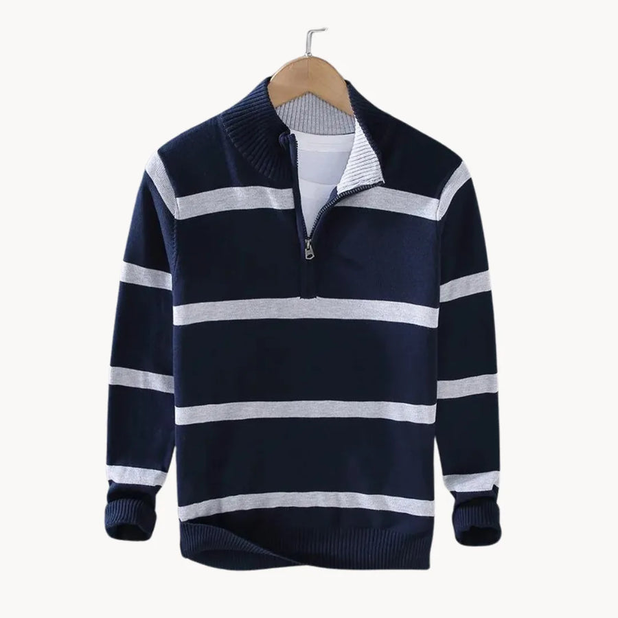 Men's Quarter Zip Sweater Striped Half Zip