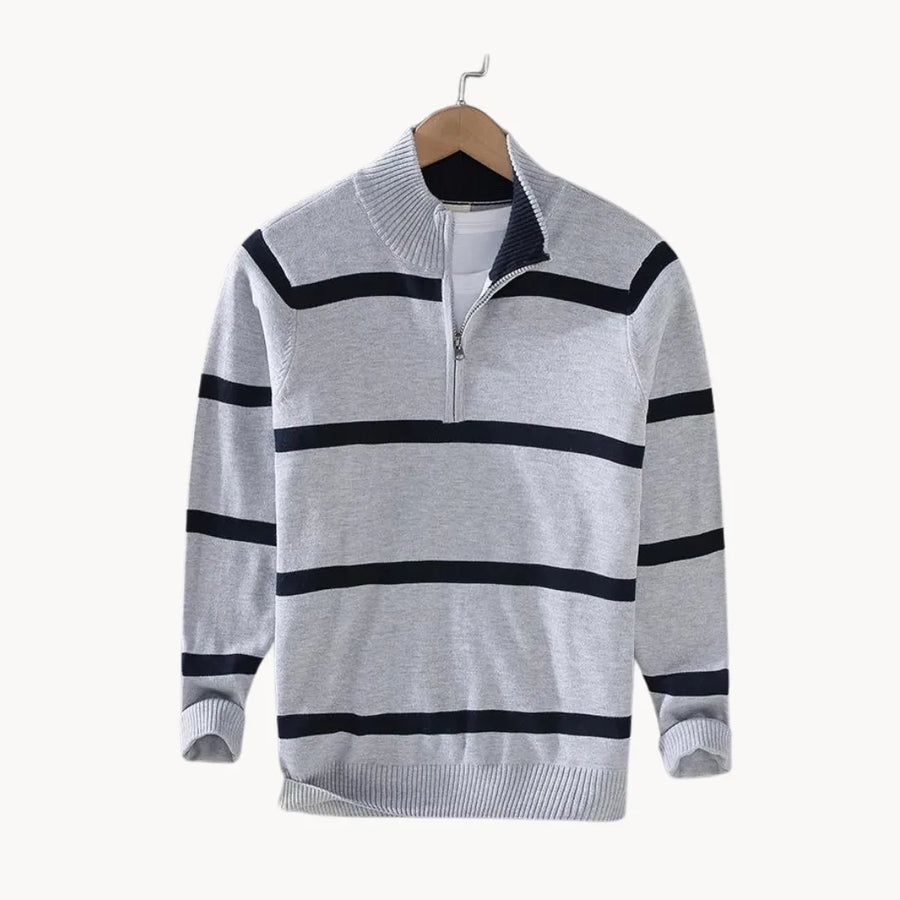 Men's Quarter Zip Sweater Striped Half Zip