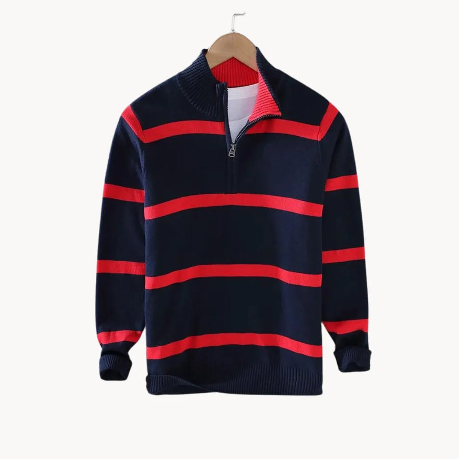 Men's Quarter Zip Sweater Striped Half Zip