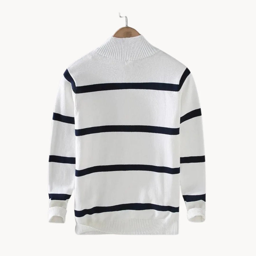 Men's Quarter Zip Sweater Striped Half Zip