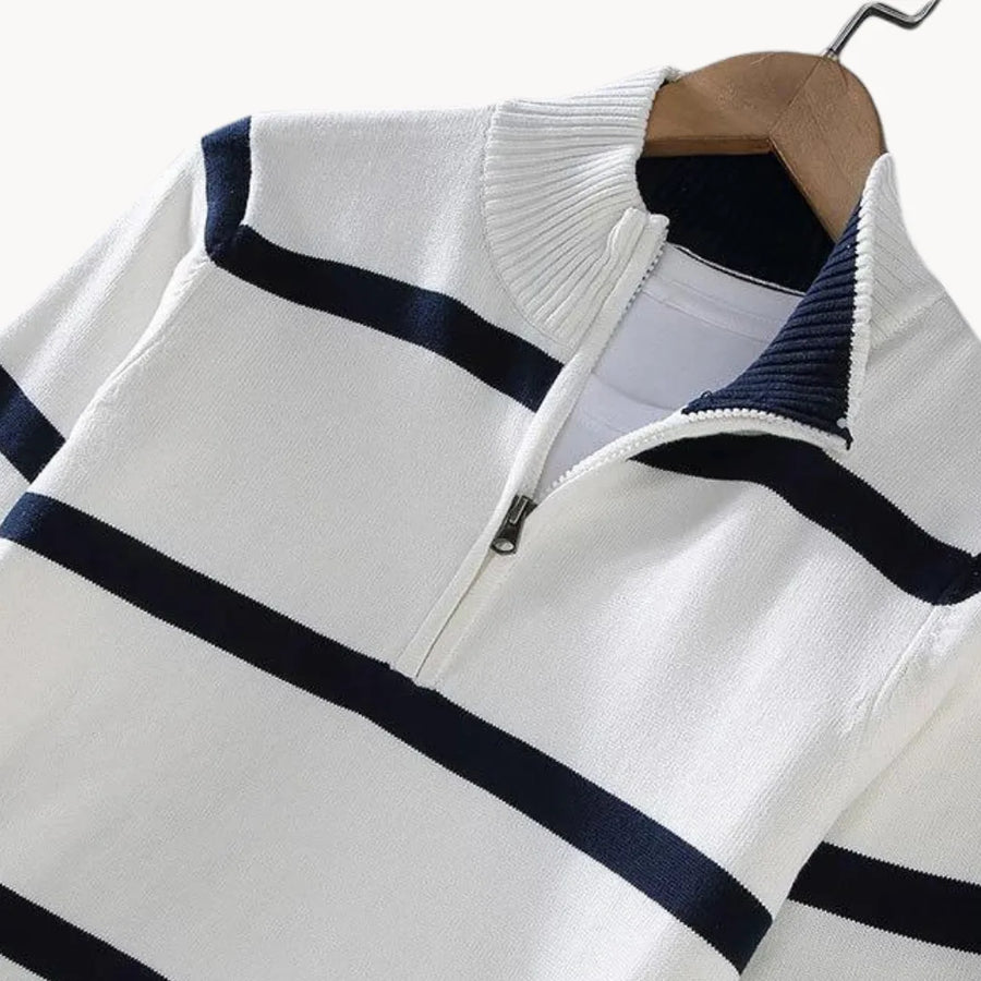 Men's Quarter Zip Sweater Striped Half Zip
