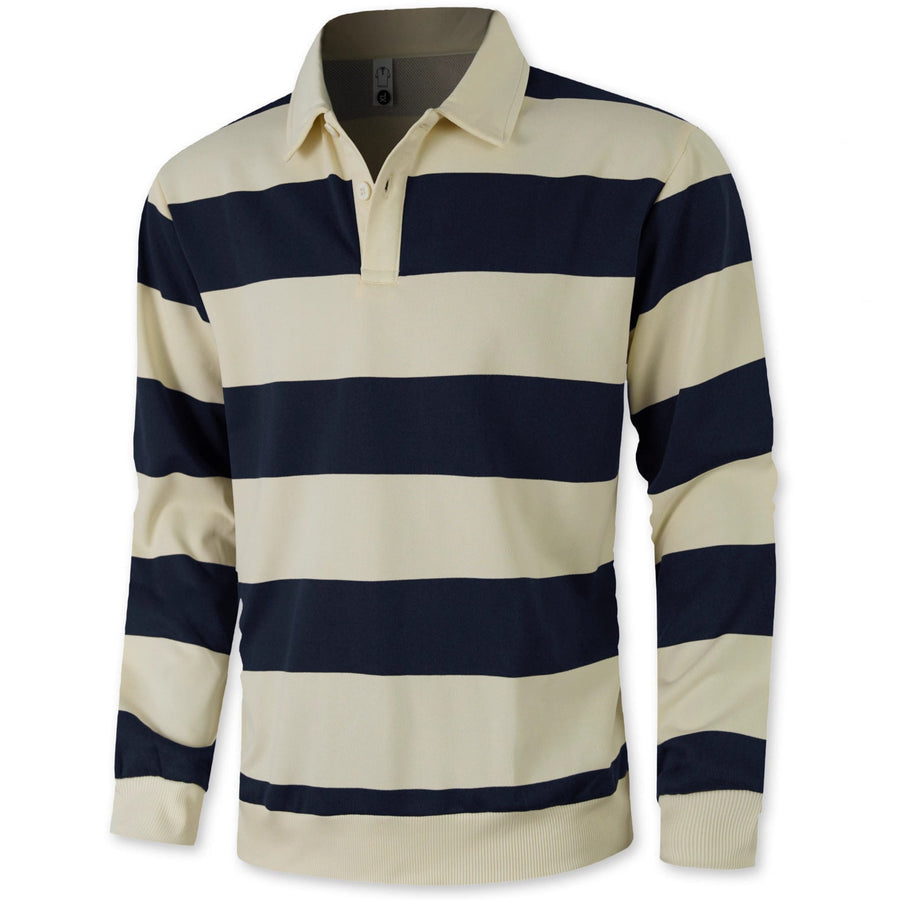 Men's Rugby Shirt Striped Long Sleeve Polo
