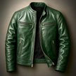 Men's green stand collar jacket - side view showing structured collar