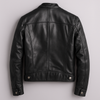 Men's black zip jacket with stand collar - back view showing clean construction