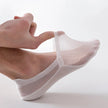Invisible anti-slip socks worn inside a sneaker - side view showing low-cut design
