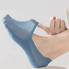 Blue breathable invisible anti-slip sock on foot - side view