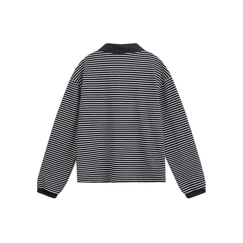 Unisex Rugby Polo Shirt Striped Long Sleeve