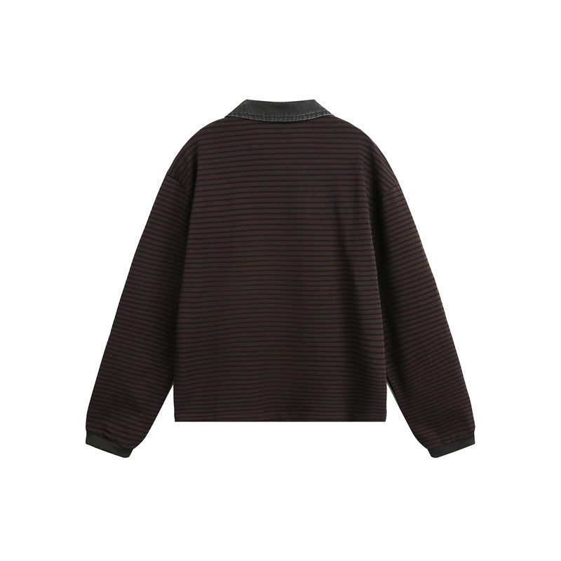 Unisex Rugby Polo Shirt Striped Long Sleeve