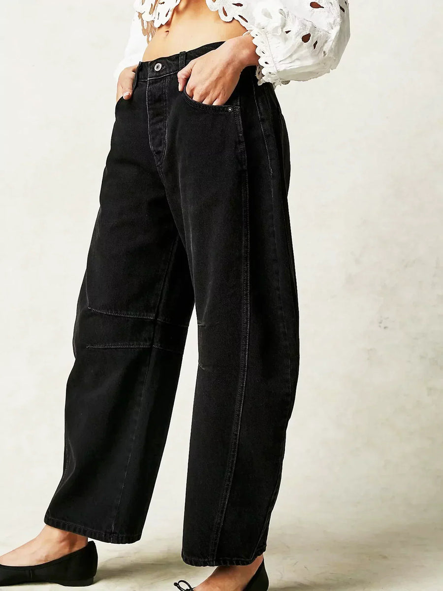Women's Barrel Leg Cargo Jeans Printed