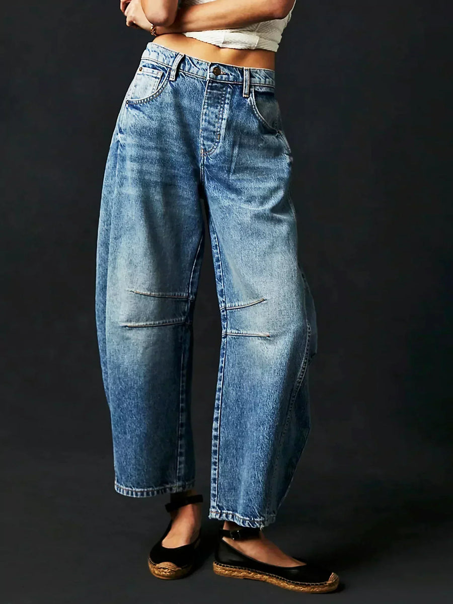 Women's Barrel Leg Cargo Jeans Printed