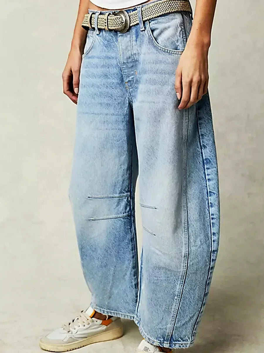 Women's Barrel Leg Cargo Jeans Printed