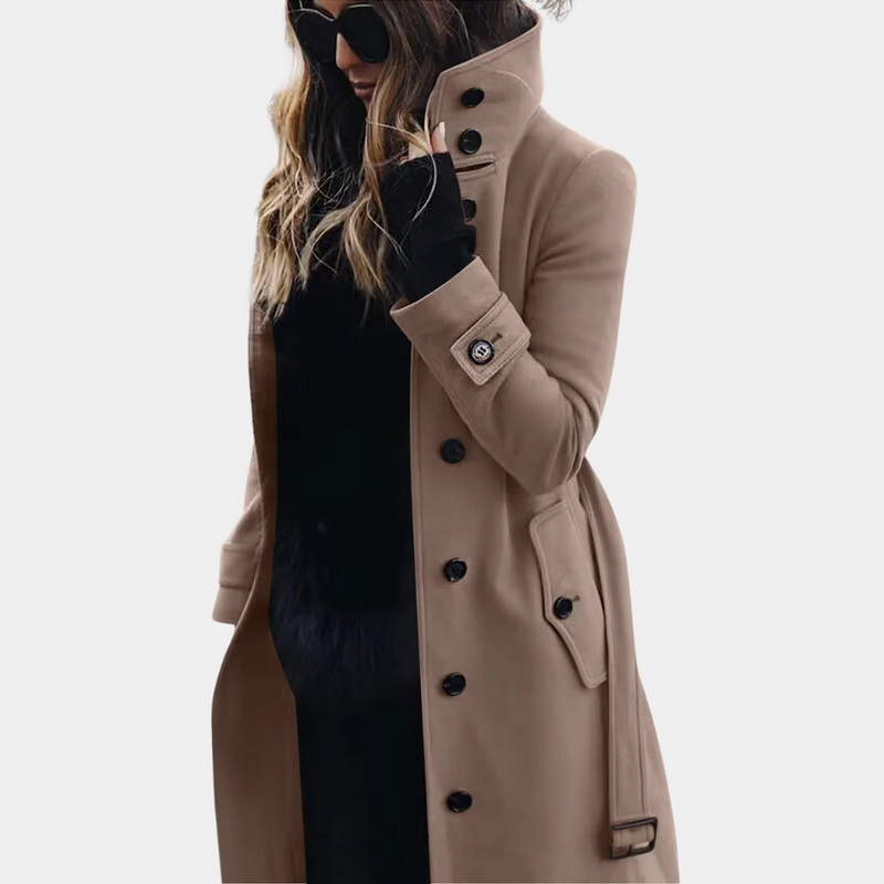 Women's Belted Winter Trench Coat – Khaki